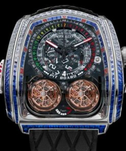 Jacob & Co. TWIN TURBO FURIOUS BAGUETTE WHITE DIAMONDS & BLUE SAPPHIRES Watch Replica TT800.30.BB.UA.A Jacob and Co Watch Price