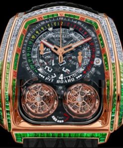 Jacob & Co. TWIN TURBO FURIOUS BAGUETTE WHITE DIAMONDS & TSAVORITES ROSE GOLD Watch Replica TT800.40.AA.UB.A Jacob and Co Watch Price