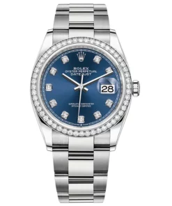 Rolex Datejust Bright Blue Diamond Dial Diamond Bezel 36mm 126284RBR