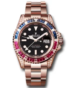 Rolex GMT Master II 126755SARU 40mm 18kt Steel Automatic Diamond Black Dial