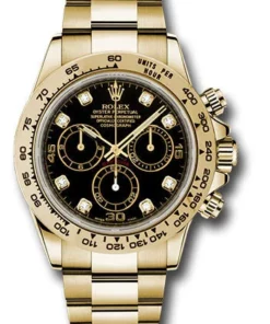 Rolex Yellow Gold Cosmograph Daytona 40 Watch – Black Diamond Dial – 116508 bkd