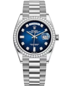 Rolex Day-Date Blue Ombre Diamond Dial Diamond Bezel 36mm 128349RBR