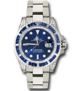 Rolex Submariner Date 116659 SABR 18K White Gold Diamonds Sapphires UNWORN
